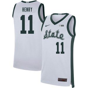 Men Aaron Henry Michigan State Spartans #11 Nike NCAA 2019-20 Retro White Authentic College Stitched Basketball Jersey MW50I51NE